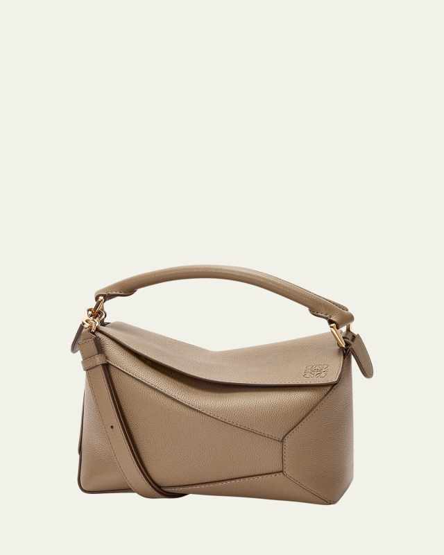 Puzzle Edge Small Top-Handle Bag in Grain Leather